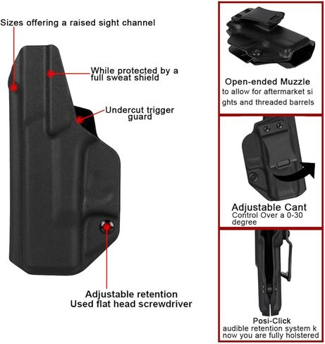 حافظة G26/27/28/33 IWB لليد اليمنى تناسب موديلات Glock 26/28/33(GEN3-5)/G27(GEN3-4) حافظة مسدس وعالمية 9 مم/.357 Sig/.40 حامل مزدوج للمكدس IWB/OWB حافظة مخفية للحمل in Saudi Arabia