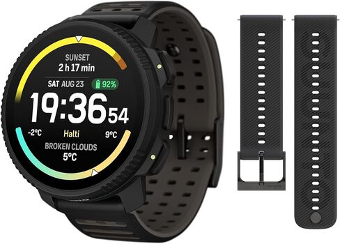 SUUNTO Vertical 2 GPS Sport Watch with 1.5" AMOLED Touchscreen, Black & SUUNTO 22 ATH6 Silicone Strap All Black S+M in Saudi Arabia