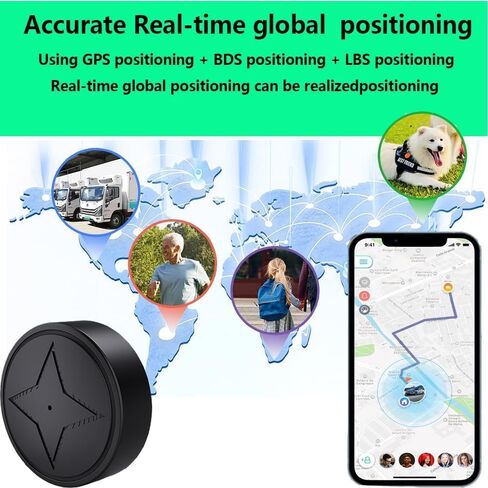 Mini GPS Tracker for Vehicles No Subscription - Tracker Device for Vehicles No Monthly Fee Car Tracker Device Hidden Undetectable Magnetic Real-Time Tracking Device, for Cars Kids Dogs Trucks in Kuwait