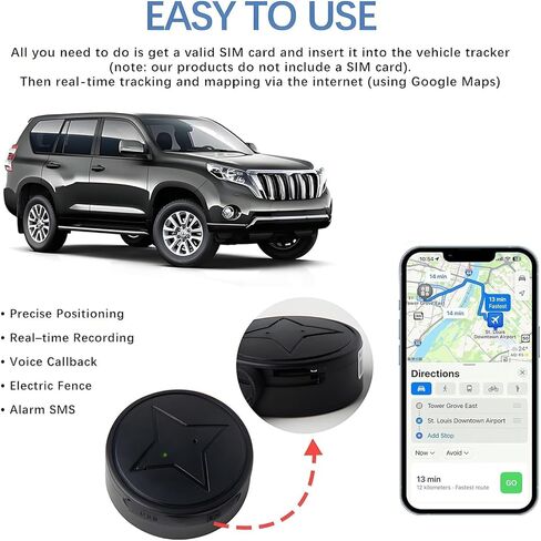 Mini GPS Tracker for Vehicles No Subscription - Tracker Device for Vehicles No Monthly Fee Car Tracker Device Hidden Undetectable Magnetic Real-Time Tracking Device, for Cars Kids Dogs Trucks in Kuwait