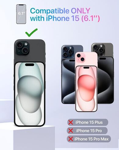 حافظة محفظة TORU لهاتف iPhone 15 مع حامل بطاقة، فتحة مخفية لبطاقة الائتمان ومسند قلاب، غطاء هاتف متين مقاوم للصدمات مع حزام - أسود in Kuwait