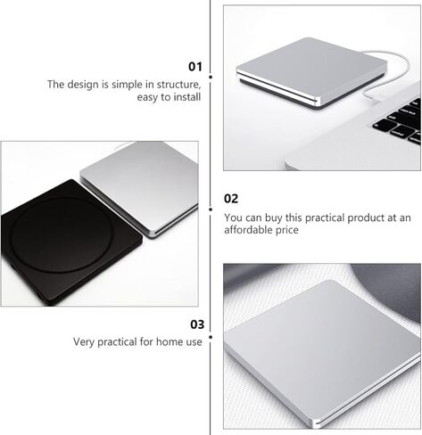 محرك أقراص DVD خارجي USB 3.0 CD DVD ROM محرك أقراص بصري محمول لأجهزة الكمبيوتر المحمول وسطح المكتب باللون الرمادي الفضي متوافق مع أنظمة تشغيل متعددة in Kuwait