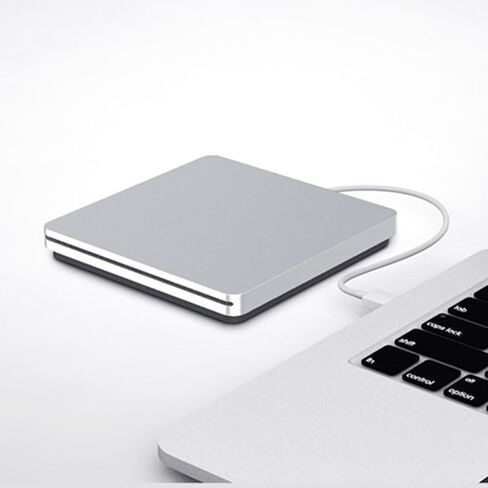 محرك أقراص DVD خارجي USB 3.0 ناسخ أقراص DVD محمول متوافق مع سطح المكتب المحمول باللون الرمادي الفضي للنسخ الاحتياطي للبيانات وتشغيل الوسائط المتعددة in Kuwait