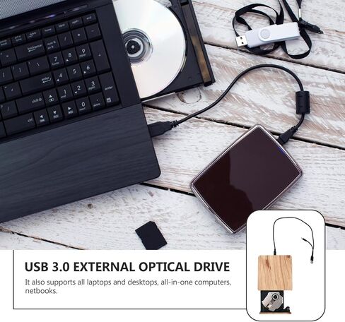 ناسخ أقراص DVD خارجي USB 3.0 من النوع C ومحرك أقراص مضغوطة لأجهزة الكمبيوتر المحمول وأجهزة الكمبيوتر المكتبية، ناسخ أقراص DVD محمول بتصميم حبيبات خشبية، متوافق مع Windows والأنظمة in Kuwait
