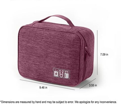 Travel Cable Organizer Pouch Electronic Accessories Carry Case Portable Waterproof Double Layers Storage Bag for Cord, Charger, Phone, Earphone,Purple in Saudi Arabia