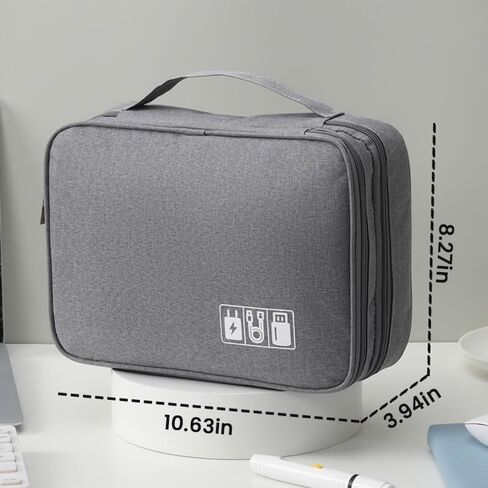 BLACK-Travel cable storage bag, electronic accessory box portable three-layer cable storage bag, can store cables, chargers, flash drives in Saudi Arabia