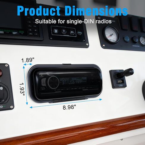 Herdio Water-Resistant Marine Stereo Cover - Smoke-Tinted Heavy-Duty Boat Radio Protector with Flip-Up Door, Spring-Activated Release, and Included Mounting Gasket（White） in Saudi Arabia