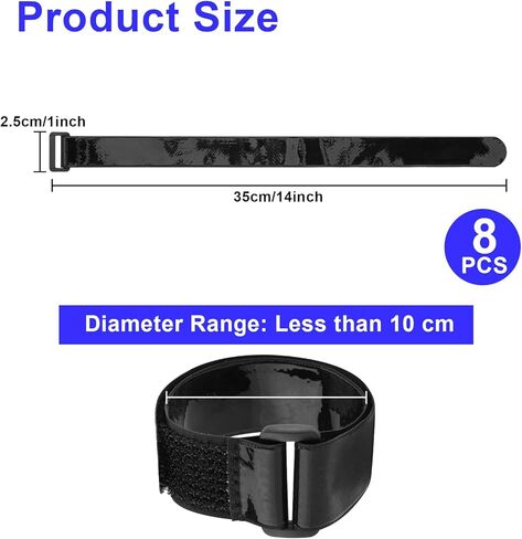أشرطة Cinch مع شرائط سيليكون مضادة للانزلاق، 1 × 14 بوصة خطاف وحلقة كابل تثبيت حزام شديد التحمل متعدد الأغراض لتمديد حبال كابلات الدراجة RV وتخزين منظمة الخراطيم in Saudi Arabia