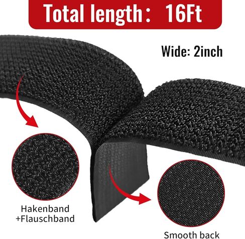 2" x32ft Hook and Loop Straps with Metal Buckles, Molle Cable Straps, Adjustable Fastening Cinch Strap, Reusable Nylon Securing Cord Ties, 2 inch Wide, Black with 20 Buckles in Saudi Arabia