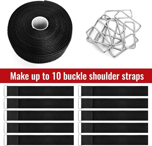 2" x32ft Hook and Loop Straps with Metal Buckles, Molle Cable Straps, Adjustable Fastening Cinch Strap, Reusable Nylon Securing Cord Ties, 2 inch Wide, Black with 20 Buckles in Saudi Arabia