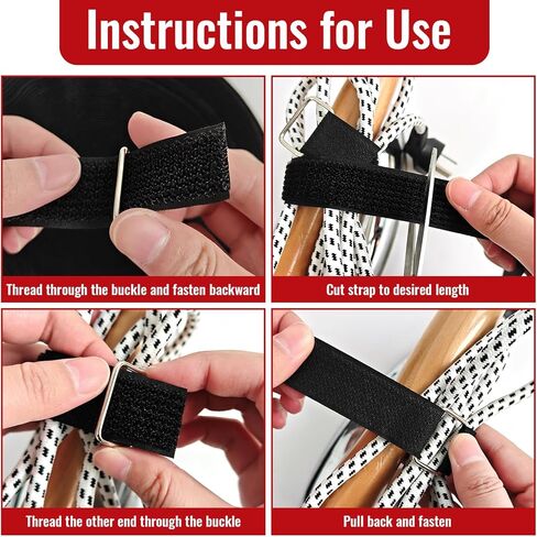 2" x32ft Hook and Loop Straps with Metal Buckles, Molle Cable Straps, Adjustable Fastening Cinch Strap, Reusable Nylon Securing Cord Ties, 2 inch Wide, Black with 20 Buckles in Saudi Arabia