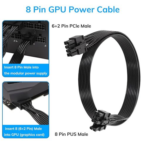 8 Pin PCIE Cable, 8 Pin Male to 6+2 Male GPU Power Cable, Compatible with Corsair, Thermaltake, ARESGAME Modular Power Supply (Not for EVGA PSU) in Kuwait