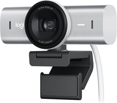 Logitech MX Brio، دقة متعددة، ميكروفونات مزدوجة لتقليل الضوضاء، وضع العرض، USB-C، غطاء كاميرا الويب، يعمل مع Microsoft Teams، Zoom، Google Meet - رمادي باهت، (متجدد) in Saudi Arabia