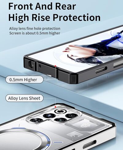 QUIETIP Magnetic Case for RedMagic 11 Pro,[Compatible with MagSafe] Metal Frame + Translucent Matte Drop Protection Cover,Black in Saudi Arabia