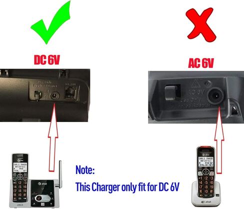 DC 6V Power Adapter for AT&T Vtech S0051V0600040 S005IU0600060 S005IU0600040 U060040D S003GU0600010 SIL LS6115 CL80101 ML17959 CL83207 CL82307 Cordless Phone DC6V Charger (NOT AC6V), 6.6ft Long Cord in Kuwait