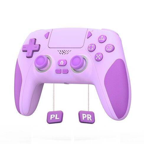 وحدة تحكم لاسلكية IWGAME لجهاز PS-5/PC، وحدة تحكم إضاءة RGB رائعة مع زرين خلفيين تدعم وظائف قابلة للبرمجة/Reamp/Turbo، وعصا التحكم بتأثير Hall ومشغلات Gamapad (أرجواني) in Kuwait
