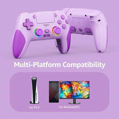 وحدة تحكم لاسلكية IWGAME لجهاز PS-5/PC، وحدة تحكم إضاءة RGB رائعة مع زرين خلفيين تدعم وظائف قابلة للبرمجة/Reamp/Turbo، وعصا التحكم بتأثير Hall ومشغلات Gamapad (أرجواني) in Kuwait