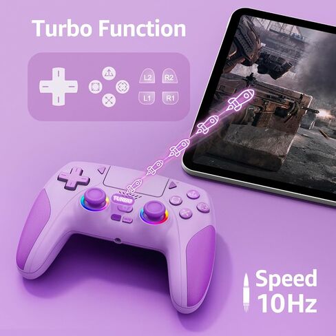وحدة تحكم لاسلكية IWGAME لجهاز PS-5/PC، وحدة تحكم إضاءة RGB رائعة مع زرين خلفيين تدعم وظائف قابلة للبرمجة/Reamp/Turbo، وعصا التحكم بتأثير Hall ومشغلات Gamapad (أرجواني) in Kuwait