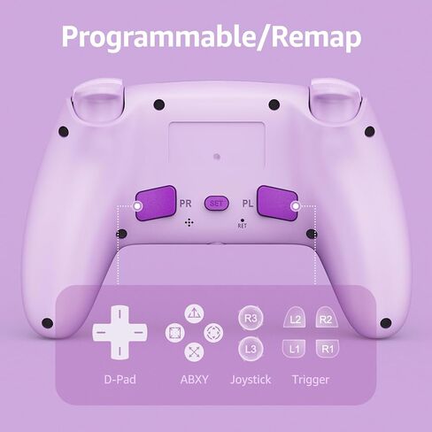 وحدة تحكم لاسلكية IWGAME لجهاز PS-5/PC، وحدة تحكم إضاءة RGB رائعة مع زرين خلفيين تدعم وظائف قابلة للبرمجة/Reamp/Turbo، وعصا التحكم بتأثير Hall ومشغلات Gamapad (أرجواني) in Kuwait