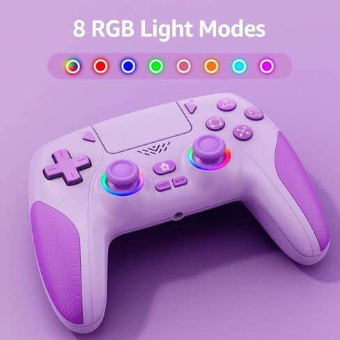 وحدة تحكم لاسلكية IWGAME لجهاز PS-5/PC، وحدة تحكم إضاءة RGB رائعة مع زرين خلفيين تدعم وظائف قابلة للبرمجة/Reamp/Turbo، وعصا التحكم بتأثير Hall ومشغلات Gamapad (أرجواني) in Kuwait