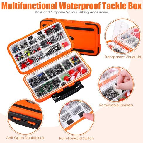 602 Pcs Fishing Tackle Accessories Kit, Organized Fishing Tackles Box with Tackle Included, Fish Hooks, Weights Sinkers, Swivels, Beads Gear and Equipment Set, Fishings Gift for Men in Saudi Arabia