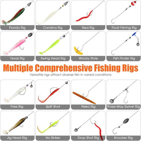 602 Pcs Fishing Tackle Accessories Kit, Organized Fishing Tackles Box with Tackle Included, Fish Hooks, Weights Sinkers, Swivels, Beads Gear and Equipment Set, Fishings Gift for Men in Saudi Arabia