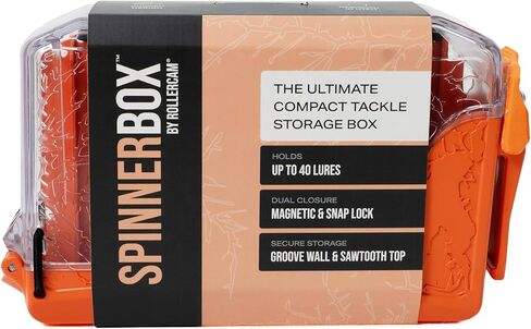 صندوق تخزين صغير الحجم من Rollercam SpinnerBox - يحمل ما يصل إلى 40 طُعمًا - مغناطيسي + قفل سريع - منظم صندوق معالجة بغطاء شفاف للغزالين والملاعق والطعوم الصغيرة - صندوق أدوات صغير متين لصيد الأسماك in Kuwait