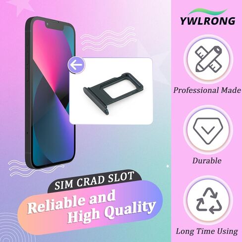 قطعتان من صينية بطاقة SIM لهاتف iPhone 13 بديل حامل فتحة بطاقة SIM لهاتف iPhone 13 A2482 A2631 A2633 A2634 A2635 مع دبوس إخراج مفتوح (أسود منتصف الليل) in Saudi Arabia