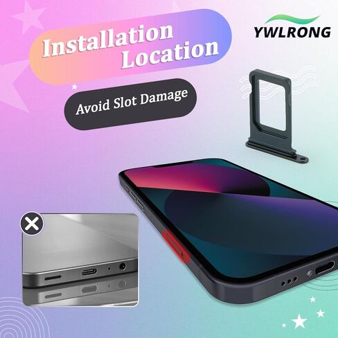 قطعتان من صينية بطاقة SIM لهاتف iPhone 13 بديل حامل فتحة بطاقة SIM لهاتف iPhone 13 A2482 A2631 A2633 A2634 A2635 مع دبوس إخراج مفتوح (أسود منتصف الليل) in Saudi Arabia
