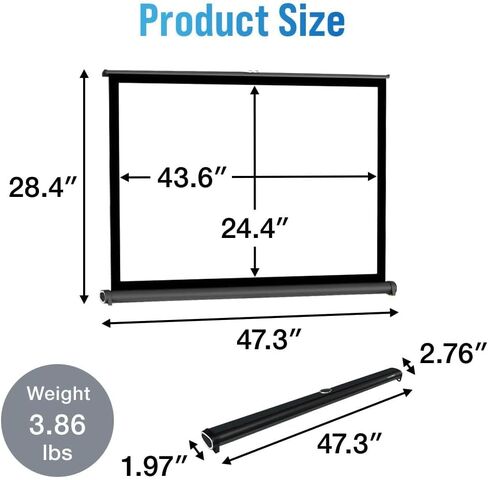 Japard Portable Mobile 50 Inch Projector Screen Pull Down, 16:9 Projector Screen Retractable Tabletop Screen Tripod Stand for Home Theater Meeting Room, School Indoor Outdoor in Saudi Arabia