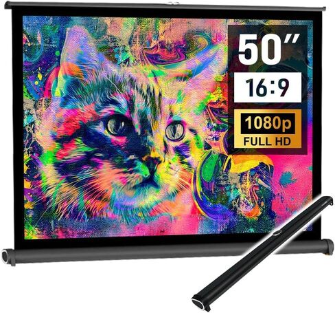 Japard Portable Mobile 50 Inch Projector Screen Pull Down, 16:9 Projector Screen Retractable Tabletop Screen Tripod Stand for Home Theater Meeting Room, School Indoor Outdoor in Saudi Arabia