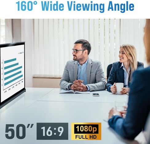 Japard Portable Mobile 50 Inch Projector Screen Pull Down, 16:9 Projector Screen Retractable Tabletop Screen Tripod Stand for Home Theater Meeting Room, School Indoor Outdoor in Saudi Arabia