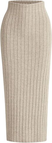 Milumia Women's High Waist Ribbed Knit Long Pencil Skirt Casual Bodycon Maxi Skirts in Kuwait