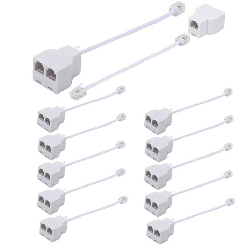 مقسم خط الهاتف، مقسم الهاتف، مع مقابس RJ11 6P4C، مناسب للهاتف وجهاز الفاكس (أبيض / 12 حزمة) in Saudi Arabia