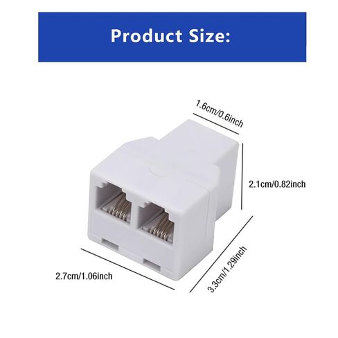 مقسم خط الهاتف، مقسم الهاتف، مع مقابس RJ11 6P4C، مناسب للهاتف وجهاز الفاكس (أبيض / 12 حزمة) in Saudi Arabia