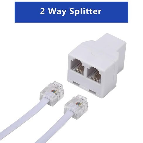 مقسم خط الهاتف، مقسم الهاتف، مع مقابس RJ11 6P4C، مناسب للهاتف وجهاز الفاكس (أبيض / 12 حزمة) in Saudi Arabia