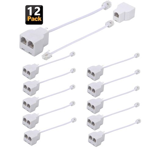 مقسم خط الهاتف، مقسم الهاتف، مع مقابس RJ11 6P4C، مناسب للهاتف وجهاز الفاكس (أبيض / 12 حزمة) in Saudi Arabia