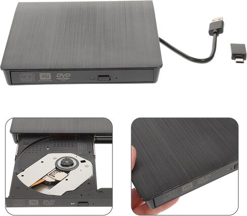 Veemoon محرك أقراص USB 3.0 خارجي بفتحة تحميل CD DVD Rw ومسجل محرك الأقراص الضوئية لأجهزة الكمبيوتر المحمول، 12.7 ملم أسود متوافق مع أجهزة الكمبيوتر التي تعمل بنظام Windows in Kuwait
