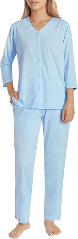 Women's Petite 3/4 Sleeve Pajamas Set Petite Length Cotton Pjs in Saudi Arabia