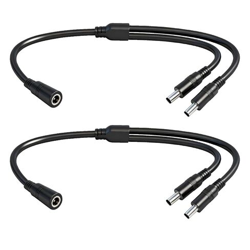 1.3FT 5.5mmx2.5mm 14AWG 12V/24V DC Power Splitter 1أنثى إلى 2ذكر موصل عالي الطاقة 5525 للوحات الشمسية، مصدر طاقة تخزين الطاقة، مصدر طاقة خارجي، شريط ضوء LED قطعتان in Kuwait