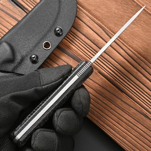 سكين شفرة ثابتة FF100، K110 شفرة فولاذية مقبض ميكارتا سكين تانغ كامل للتخييم في الهواء الطلق والصيد وصيد الأسماك (أسود) in Kuwait