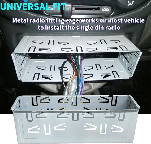 Universal Single Din Stereo Radio Replacement Fitting Cage Kit, 1 Din Installation Kit, Metal Single DIN Head Unit Radio Mount Cage Bracket in Saudi Arabia