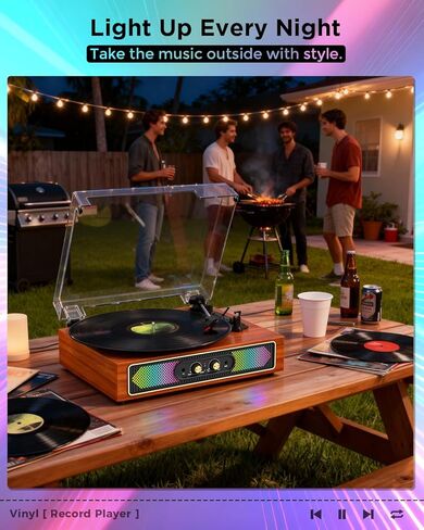 Retro Vinyl Record Player with Speakers, Bass/Treble Control,Black in Saudi Arabia