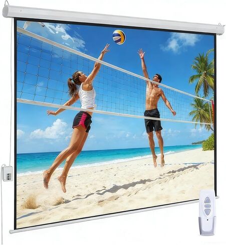 Motorized Projector Screen 16:9 Electric Pull Down 4K HD Portable Projection Screen 50/60/72/84in W/Remote Control, Wall Mounted Auto-Locking Movie Screen for Home Theater Office(50in) in Kuwait