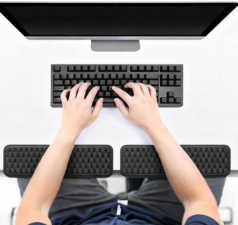 Memory Foam Desk Arm Rest, L-Shaped Elbow Pads with Non-Slip Base, 2-Piece Ergonomic Wrist Rest, Black in Saudi Arabia