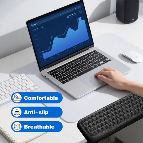 Memory Foam Desk Arm Rest, L-Shaped Elbow Pads with Non-Slip Base, 2-Piece Ergonomic Wrist Rest, Black in Saudi Arabia