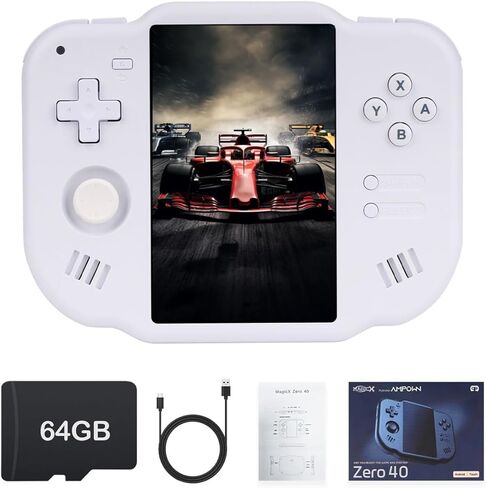 وحدة تحكم ألعاب محمولة باليد MagicX Zero 40 Retro 4.0 بوصة IPS شاشة نظام Linux عصا تحكم مزدوجة مدمجة 64G TF بطاقة محاكي محمول يدعم 4.2G WiFi Bluetooth TV Output (أسود) in Kuwait