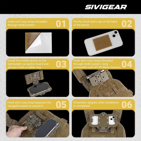 حامل هاتف تكتيكي MOLLE لملحقات حامل اللوحة - يناسب الهواتف الذكية مقاس 4.7 بوصة - 6.4 بوصة - حامل آمن على الصدر للصيد والعتاد التكتيكي، تصميم متوافق مع الكاميرا بني ذئب in Kuwait