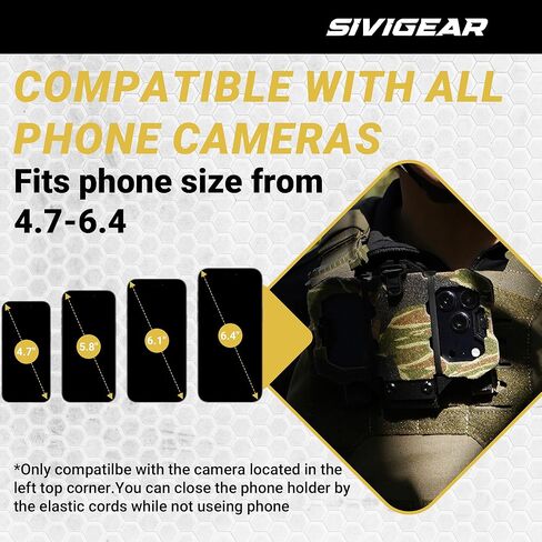 حامل هاتف تكتيكي MOLLE لملحقات حامل اللوحة - يناسب الهواتف الذكية مقاس 4.7 بوصة - 6.4 بوصة - حامل آمن على الصدر للصيد والعتاد التكتيكي، تصميم متوافق مع الكاميرا بني ذئب in Kuwait