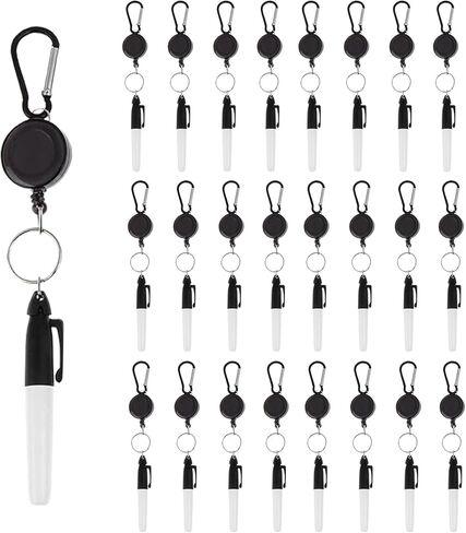 48pcs (24 مجموعة) علامات دائمة مصغرة مع مقاطع CAP Golf Ball Marker Pen قلم القلم بقرعة Fine Point Marker Clips Golf Keychain Clips for Badge Dry Erase Ambels Black Ink Pens for Office School in Kuwait